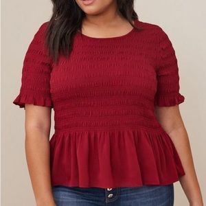 Torrid Peplum Chiffon Smocked Top Size L